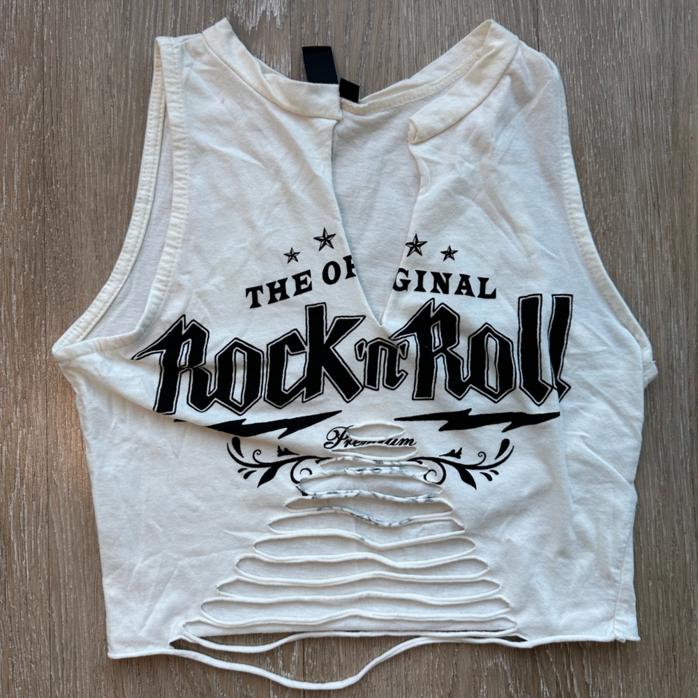 Rock and Roll White Sleeveless Top